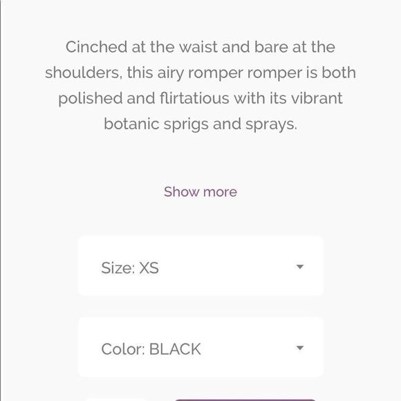 Willow & Clay Floral Cold Shoulder Romper NWT - Picture 5 of 5